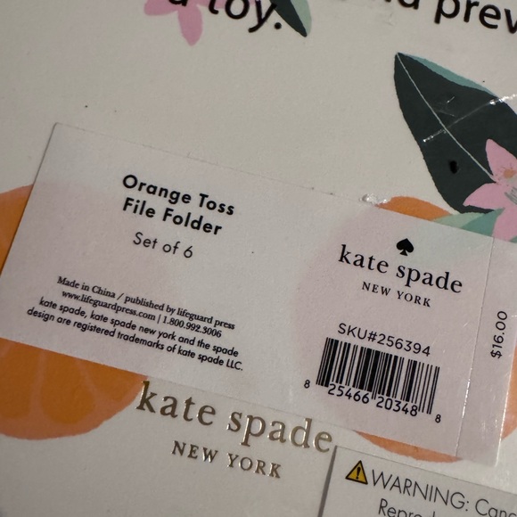 Kate Spade New York File Folder , NWT, oranges and orange blossoms Set Of 6 - Picture 4 of 4